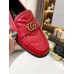 Gucci Womens GG Marmont Loafers In Red Matelasse Leather