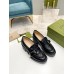 Gucci Womens Lug Sole Loafers in Black Matelasse Leather Leather