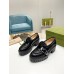 Gucci Womens Lug Sole Loafers in Black Matelasse Leather Leather