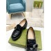 Gucci Womens Lug Sole Loafers in Black Matelasse Leather Leather