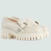 Gucci Womens Lug Sole Loafers in White Matelasse Leather Leather