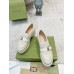 Gucci Womens Lug Sole Loafers in White Matelasse Leather Leather