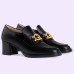Gucci Womens Loafers in Black Leather with Interlocking G