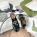Gucci Womens Loafers in Black Leather with Interlocking G