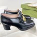 Gucci Womens Loafers in Black Leather with Interlocking G