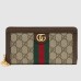 Gucci Ophidia Zip Around Wallet in Beige Canvas with Brown Leather