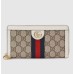 Gucci Ophidia Zip Around Wallet in Beige Canvas with White Leather