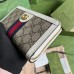 Gucci Ophidia Zip Around Wallet in Beige Canvas with White Leather