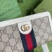Gucci Ophidia Zip Around Wallet in Beige Canvas with White Leather