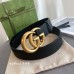 Gucci Black Leather Belt 38MM with Antiqued Brass Double G Buckle