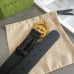 Gucci Black Leather Belt 38MM with Antiqued Brass Double G Buckle