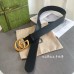 Gucci Black Leather Belt 38MM with Antiqued Brass Double G Buckle