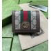 Gucci Ophidia Card Case Wallet in Beige Canvas with Brown Leather