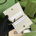 Gucci Ophidia Card Case Wallet in Beige Canvas with White Leather