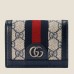 Gucci Ophidia Card Case Wallet in Blue GG Supreme Canvas