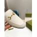Gucci Womens Princetown Slippers in White Leather