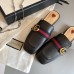 Gucci Womens Slippers in Black Leaher with Signature Web