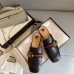 Gucci Womens Slippers in Black Leaher with Signature Web