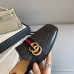 Gucci Womens Slippers in Black Leaher with Signature Web