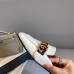 Gucci Womens Slippers in White Leaher with Signature Web