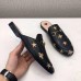 Gucci Womens Princetown Slippers in Black Leather with Bees and Stars