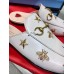 Gucci Womens Princetown Slippers in White Leather with Bees and Stars