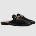Gucci Womens Princetown Slippers in Black Leaher with Horsebit