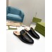 Gucci Womens Princetown Slippers in Black Leaher with Horsebit