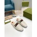 Gucci Womens Princetown Slippers in White Leaher with Horsebit