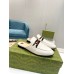 Gucci Womens Princetown Slippers in White Leaher with Horsebit