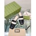 Gucci Womens Slippers in Black Leather with Double G