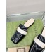 Gucci Womens Slippers in Black Leather with Double G