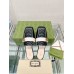 Gucci Womens Slippers in Black Leather with Double G
