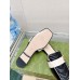 Gucci Womens Slippers in Black Leather with Double G