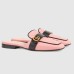 Gucci Womens Slippers in Pink Leather with Double G