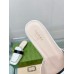 Gucci Womens Slippers in White Leather with Double G