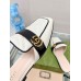 Gucci Womens Slippers in White Leather with Double G