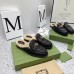 Gucci Womens GG Marmont Slippers with Shearling Lining