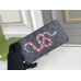 Gucci Zip Around Wallet In Black Kingsnake Print GG Supreme