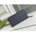 Gucci Zip Around Wallet In Black Kingsnake Print GG Supreme