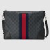 Gucci Messenger Bag in Black GG Supreme Canvas with Web