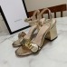 Gucci Marmont Sandals 75mm in Gold Metallic Leather