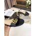 Gucci Flat Sandals in Black Leather with Double G