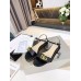Gucci Flat Sandals in Black Leather with Double G