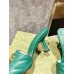 Gucci Slide Sandals 75mm in Green Matelasse Leather
