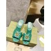 Gucci Slide Sandals 75mm in Green Matelasse Leather