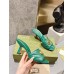 Gucci Slide Sandals 75mm in Green Matelasse Leather