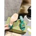 Gucci Slide Sandals 75mm in Green Matelasse Leather