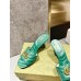 Gucci Slide Sandals 75mm in Green Matelasse Leather