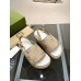 Gucci Platform Sandals in GG Raffia Effect Fabric